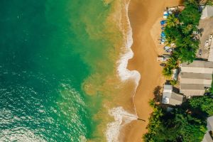 aerial view tropical barbados island